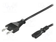 Cable; 2x0.75mm2; CEE 7/16 (C) plug,IEC C7 female; PVC; 3m; black Goobay