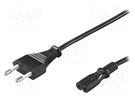Cable; 2x0.75mm2; CEE 7/16 (C) plug,IEC C7 female; PVC; 5m; black Goobay