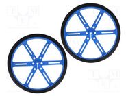 Wheel; blue; Shaft: D spring; push-in; Ø: 90mm; Shaft dia: 3mm; 2pcs. POLOLU