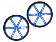 Wheel; blue; Shaft: D spring; push-in; Ø: 90mm; Shaft dia: 3mm; 2pcs. POLOLU
