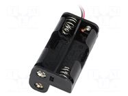 Holder; AA,R6; Batt.no: 3; cables; 150mm; black COMF