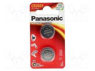 Battery: lithium; CR2025,coin; 3V; non-rechargeable; Ø20x2.5mm PANASONIC
