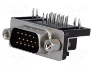 Connector: D-Sub HD; PIN: 15; socket; male; angled 90°; THT CONNFLY