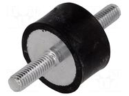 Vibration damper; M6; Ø: 25mm; rubber; L: 15mm; Thread len: 18mm ELESA+GANTER