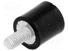 Vibration damper; M3; Ø: 8mm; rubber; L: 8mm; Thread len: 6mm; H: 3mm ELESA+GANTER