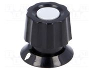 Knob; with pointer; ABS; Øshaft: 6mm; Ø19x19mm; black; Shaft: smooth MENTOR