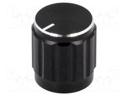 Knob; with pointer; aluminium,thermoplastic; Øshaft: 6mm; black SR PASSIVES