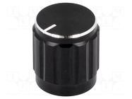 Knob; with pointer; aluminium,thermoplastic; Øshaft: 6mm; black SR PASSIVES