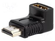 Adapter; HDMI socket,HDMI plug 90° up/down; black GOOBAY