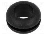 Grommet; Ømount.hole: 9.5mm; Øhole: 8mm; PVC; black; -30÷60°C HELLERMANNTYTON