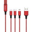USB cable Dudao TGL2 3in1 USB-C / Lightning / USB 2.4A, 1.2m (red), Dudao