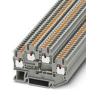 DINRAIL TERMINAL BLOCK, 4WAY, 12AWG, GRY