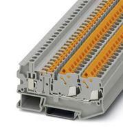 DINRAIL TERMINAL BLOCK, 3WAY, 14AWG, GRY