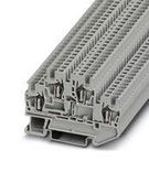 DINRAIL TERMINAL BLOCK, 4WAY, 16AWG, GRY