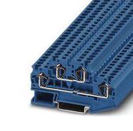 DINRAIL TERMINAL BLOCK, 4WAY, 10AWG, BLU