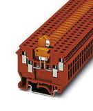 DINRAIL TERMINAL BLOCK, 4WAY, 10AWG, RED