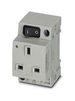 MAINS SOCKET, 2P+E, 13A, 250V, DIN RAIL