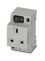 MAINS SOCKET, 2P+E, 13A, 250V, DIN RAIL