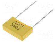Capacitor: polyester; 100nF; 630VDC; 15mm; ±10%; 18x5x11mm; MKT SR PASSIVES