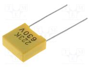 Capacitor: polyester; 22nF; 630VDC; 10mm; ±10%; 13x6x12mm; THT SR PASSIVES