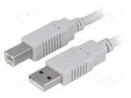Cable; USB 2.0; USB A plug,USB B plug; 3m; grey; Core: Cu BQ CABLE
