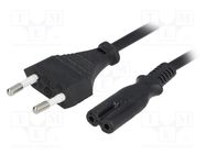 Cable; 2x0.75mm2; CEE 7/16 (C) plug,IEC C7 female; PVC; 1.5m Goobay