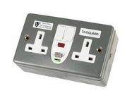 RCD SOCKET, 13A, 230VAC, PASSIVE, 2 GANG