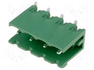 Pluggable terminal block; 5mm; ways: 4; angled 90°; socket; male 