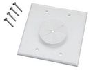 Double Gang Wireport Cable Pass Through Wall Plate with Grommet - White
