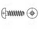 Screw; for plastic; 2.2x6; Head: cheese head; Pozidriv; PZ1; steel BOSSARD