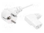 Cable; 3x1mm2; PVC; 1.8m; white; 10A; 250V; Type: Uni-Schuko LIAN DUNG