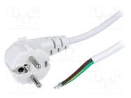 Cable; 3x0.75mm2; CEE 7/7 (E/F) plug angled,wires; PVC; 2m; white LIAN DUNG