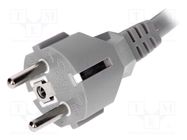 Cable; 3x1.5mm2; CEE 7/7 (E/F) plug,wires; PVC; 3m; grey; 16A; 250V 