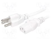 Cable; 3x18AWG; IEC C13 female,NEMA 5-15 (B) plug; PVC; 2m; white LIAN DUNG