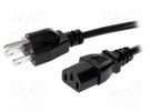 Cable; 3x18AWG; IEC C13 female,NEMA 5-15 (B) plug; PVC; 5m; black LIAN DUNG