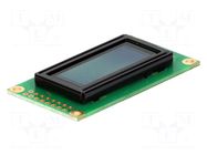 Display: OLED; alphanumeric; 8x2; Dim: 58x27mm; yellow-green DISPLAY VISIONS