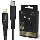 Extralink Smart Life USB Type-C to Lightning Cable Braided Black | USB-C to Lightning Cable | 27W, 200cm, EXTRALINK