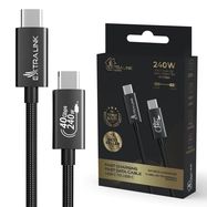 Extralink Smart Life USB Type-C to Type-C Cable Braided Black | USB-C Cable | 240W, 40Gbps, 200cm, EXTRALINK