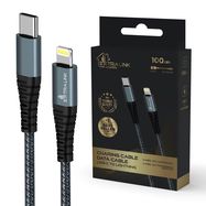 EXTRALINK SMART LIFE CABLE 27W, USB-C TO LIGHTNING 100CM, TPE, 9V 3A, BLACK, EXTRALINK