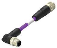 SENSOR CORD, 2P M12 PLUG-M12 RCPT, 3.3'