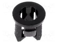 LED holder; 3mm; one-piece; black; UL94V-2; L: 5.7mm; polyamide FIX&FASTEN