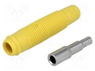 Socket; 4mm banana; 16A; 60VDC; yellow; nickel plated; on cable HIRSCHMANN T&M