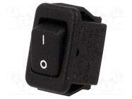 ROCKER; SPST; Pos: 2; ON-OFF; 3A/250VAC; black; none; 20mΩ; UL94V-2 CANAL ELECTRONIC