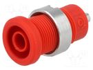 Socket; 4mm banana; 25A; Cutout: Ø12mm; red; nickel plated; 5mΩ ELECTRO-PJP