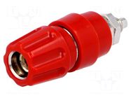 Connector: 4mm banana; socket; 63A; 60VDC; Cutout: Ø9mm; red; screw HIRSCHMANN T&M