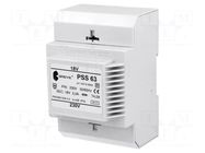 Transformer: mains; 63VA; 230VAC; 18V; Leads: terminal block; IP30 BREVE TUFVASSONS