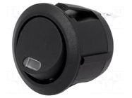 ROCKER; SPST; Pos: 2; OFF-(ON); 20A/12VDC; black; LED,point; 12V SCI