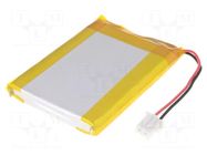 Re-battery: Li-Po; 3.7V; 2000mAh; leads with plug; 6.7x44x63mm MIKROE