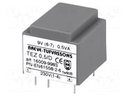 Transformer: encapsulated; 0.5VA; 230VAC; 9V; 55.5mA; PCB; IP00 BREVE TUFVASSONS