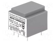 Transformer: encapsulated; 0.5VA; 230VAC; 12V; 12V; 20.8mA; 20.8mA BREVE TUFVASSONS